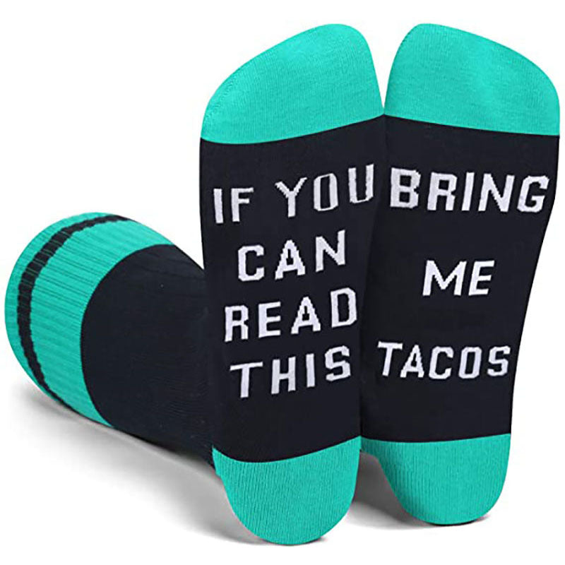 IF YOU CAN READ THIS Socks European And American Mid Tube Socks Letter Casual Winter Socks