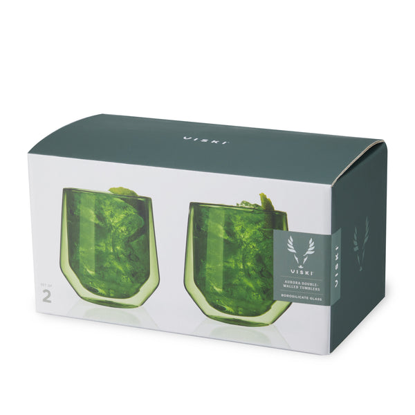 Aurora Double-Walled Tumblers in Green Set of 2