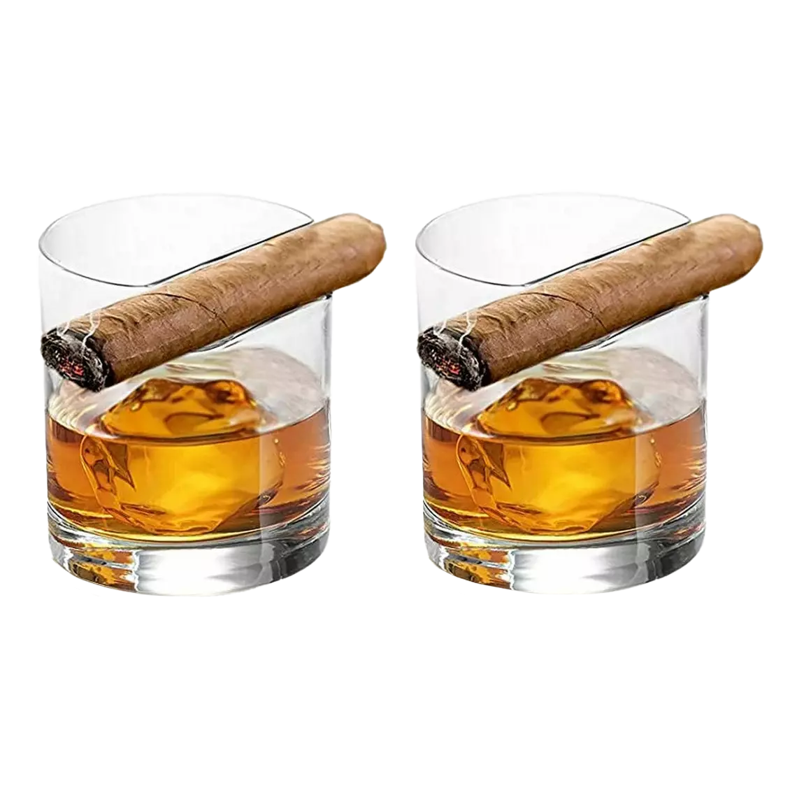 Cigar Holder Whiskey Glasses Set of 2