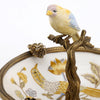 Ormolu Porcelain Bird Dish with Bronze - Yellow Floral