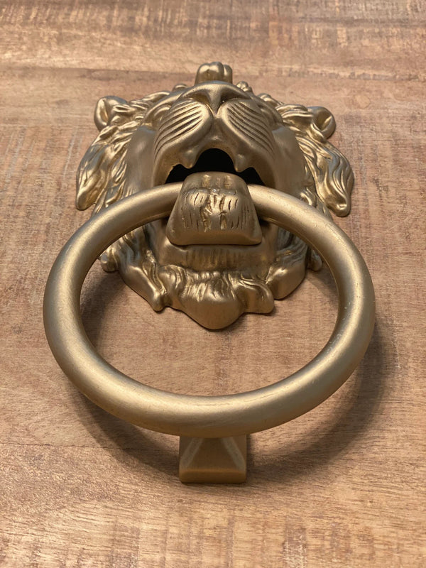 Satin Gold Lionhead Door Knocker