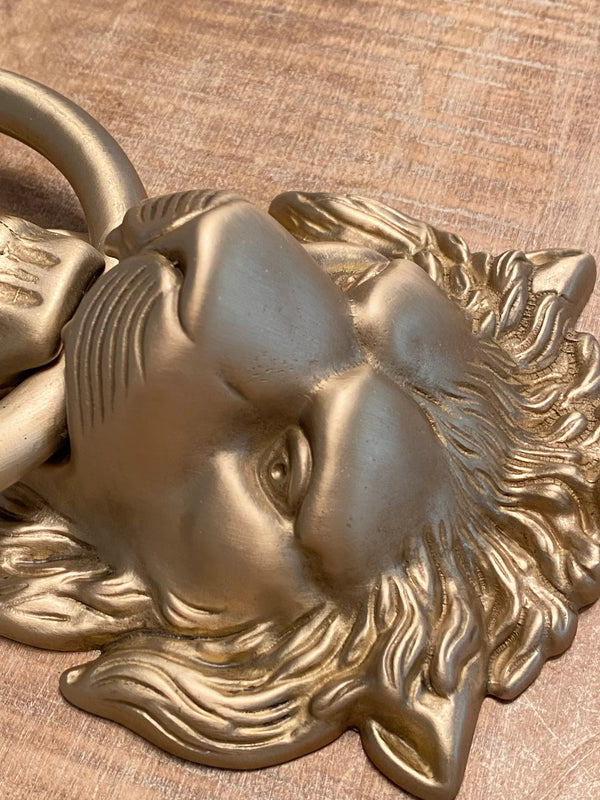Satin Gold Lionhead Door Knocker