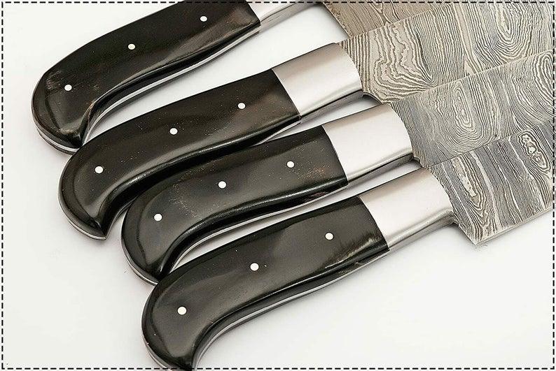 Custom Handmade Knife – 13” Damascus Steel Blade with Resin Handle, Steel Bolster & Leather Roll | Premium Custom Knife Set
