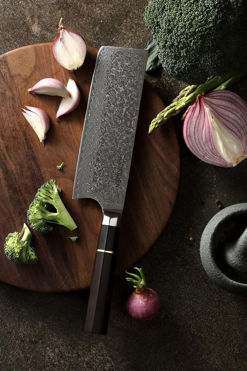 Hand-Forged Damascus Cleaver Knife – 12