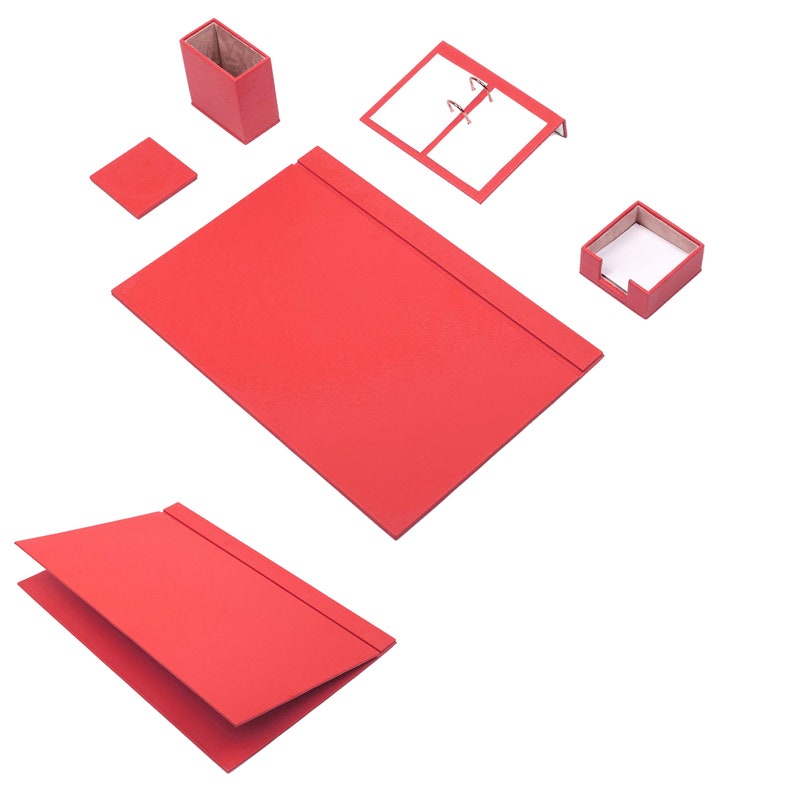 MOOG Leather Desk Set-5 Accessories -White- 5 PCS