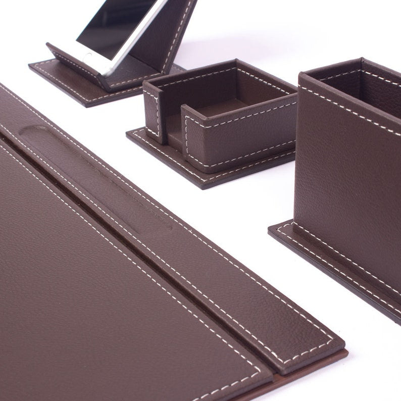 MOOG Luxury Desk Set-9 Accessories- Brown- 9 PCS