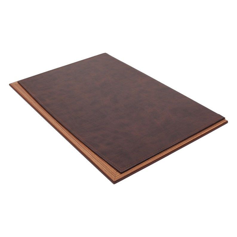MOOG Leather Desk Pad With Wood Combination -Green Leather
