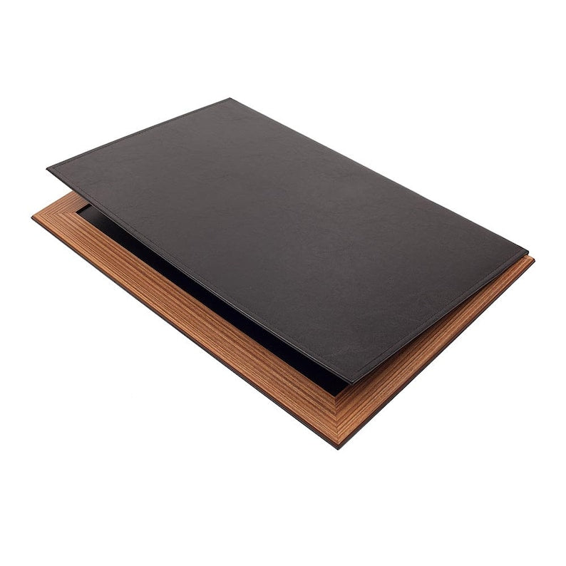 MOOG Leather Desk Pad With Wood Combination - White Leather