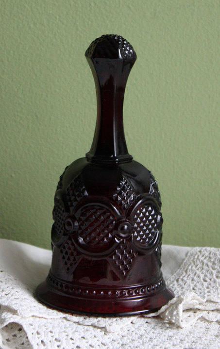 Glass Bell by Avon - Cape Cod Collection Ruby Color Sandwich Glass