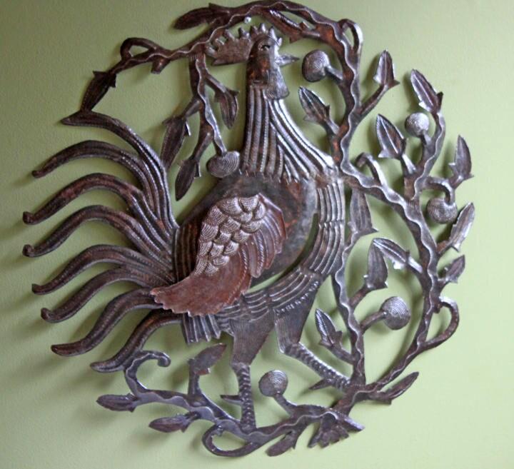 Large Hand-Cut Metal Rooster Wall Art: Country Folk Decor