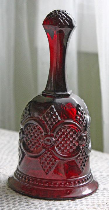 Glass Bell by Avon - Cape Cod Collection Ruby Color Sandwich Glass
