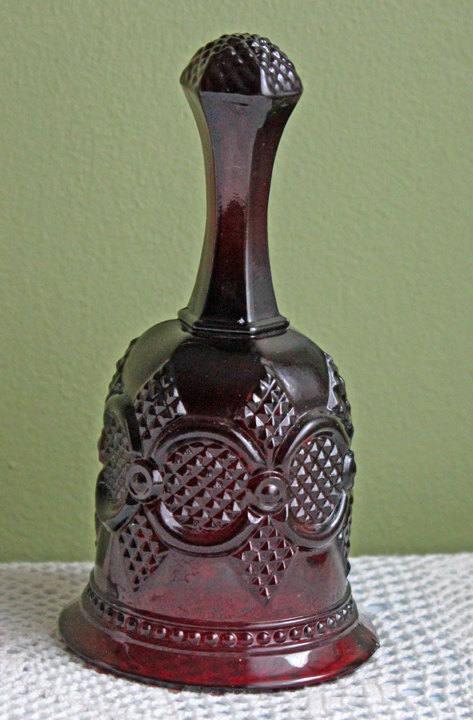 Glass Bell by Avon - Cape Cod Collection Ruby Color Sandwich Glass