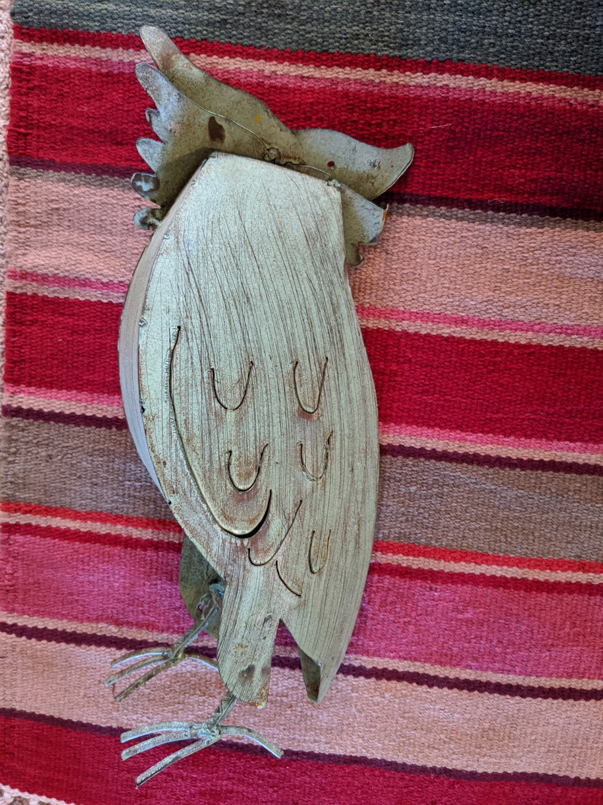 Owl Garden Decor & Metal Statue | Outdoor Owl Decoration Yard Decor, Metal Owl Sculpture Home Decor Figurine in Green