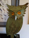 Owl Garden Decor & Metal Statue | Outdoor Owl Decoration Yard Decor, Metal Owl Sculpture Home Decor Figurine in Green
