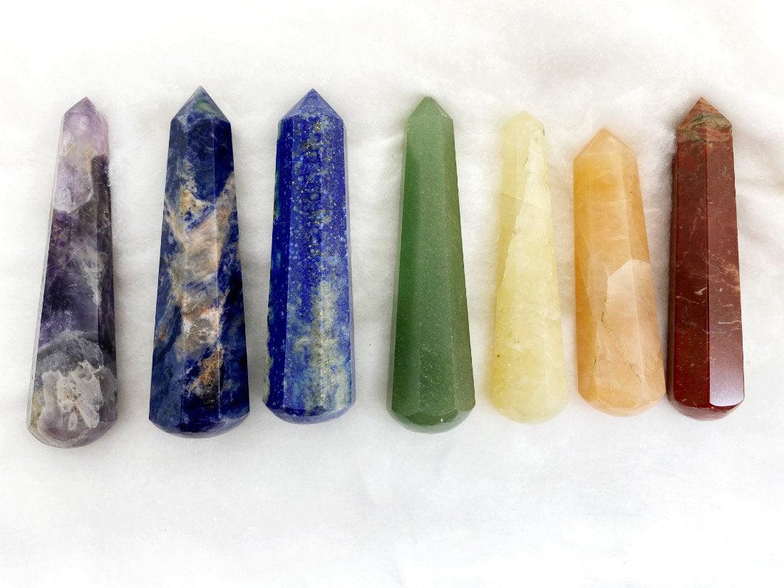 Set of 7 Chakra Faceted  Massage Healing Wand