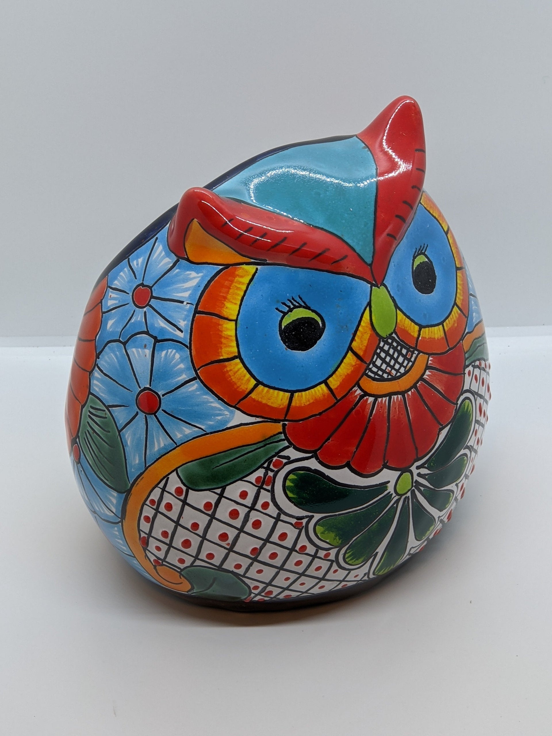 Owl Flower Pot, Ceramic Planter, Handmade Talavera Pottery, Garden Decor, Outdoor Decorations, Indoor Home Decor, Cute Owl Gifts