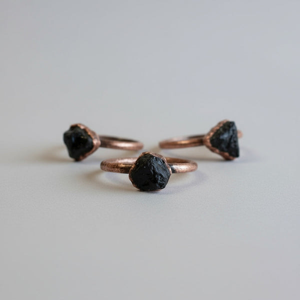 Raw Black Tourmaline Ring - Grounded Confidence Shield | By Blackbird & Sage