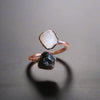 Raw Black Tourmaline Moonstone Ring Grounded Protector | By Blackbird & Sage