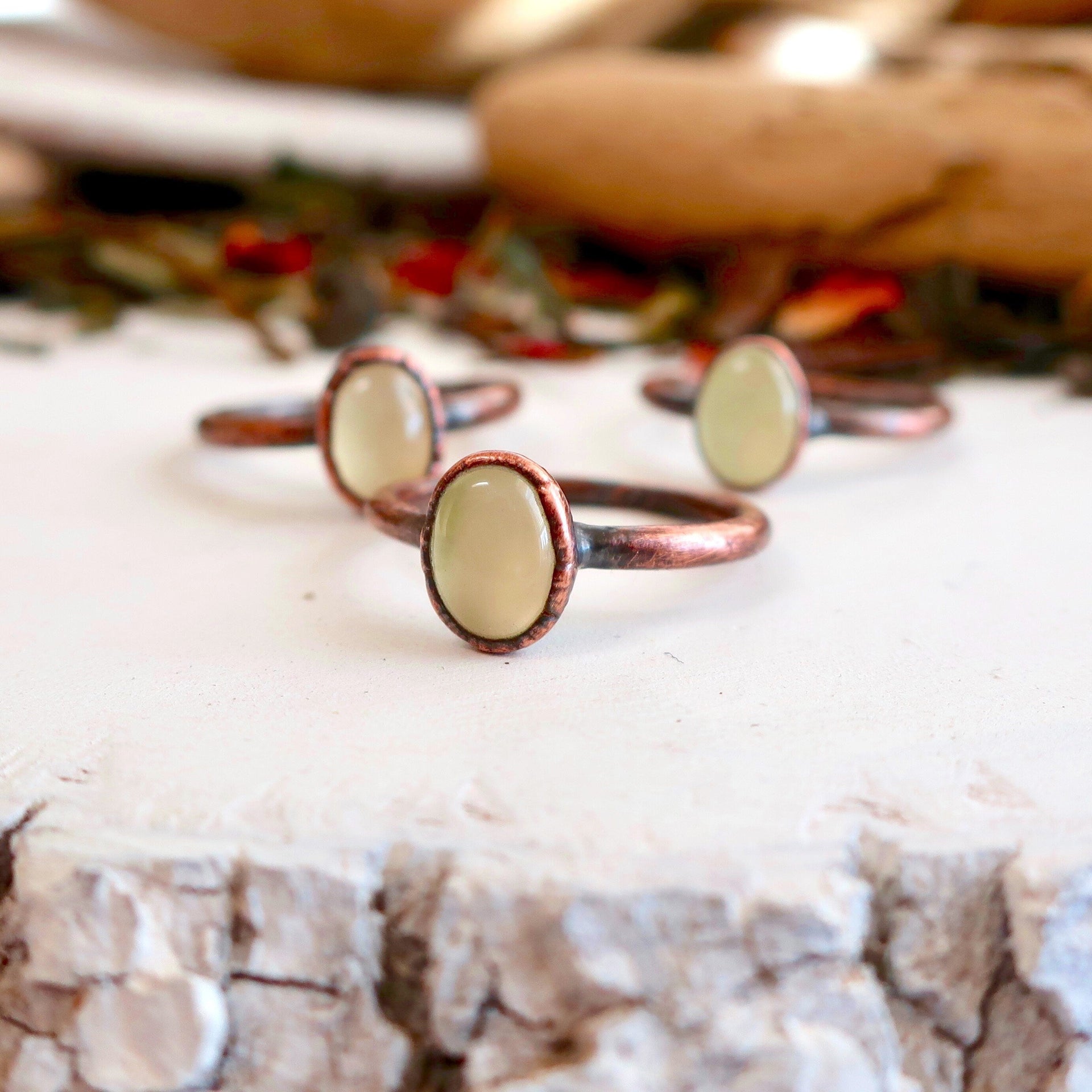 Copper Prehnite Ring - Calming Clarity for the Heart | By Blackbird & Sage