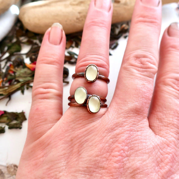 Copper Prehnite Ring - Calming Clarity for the Heart | By Blackbird & Sage