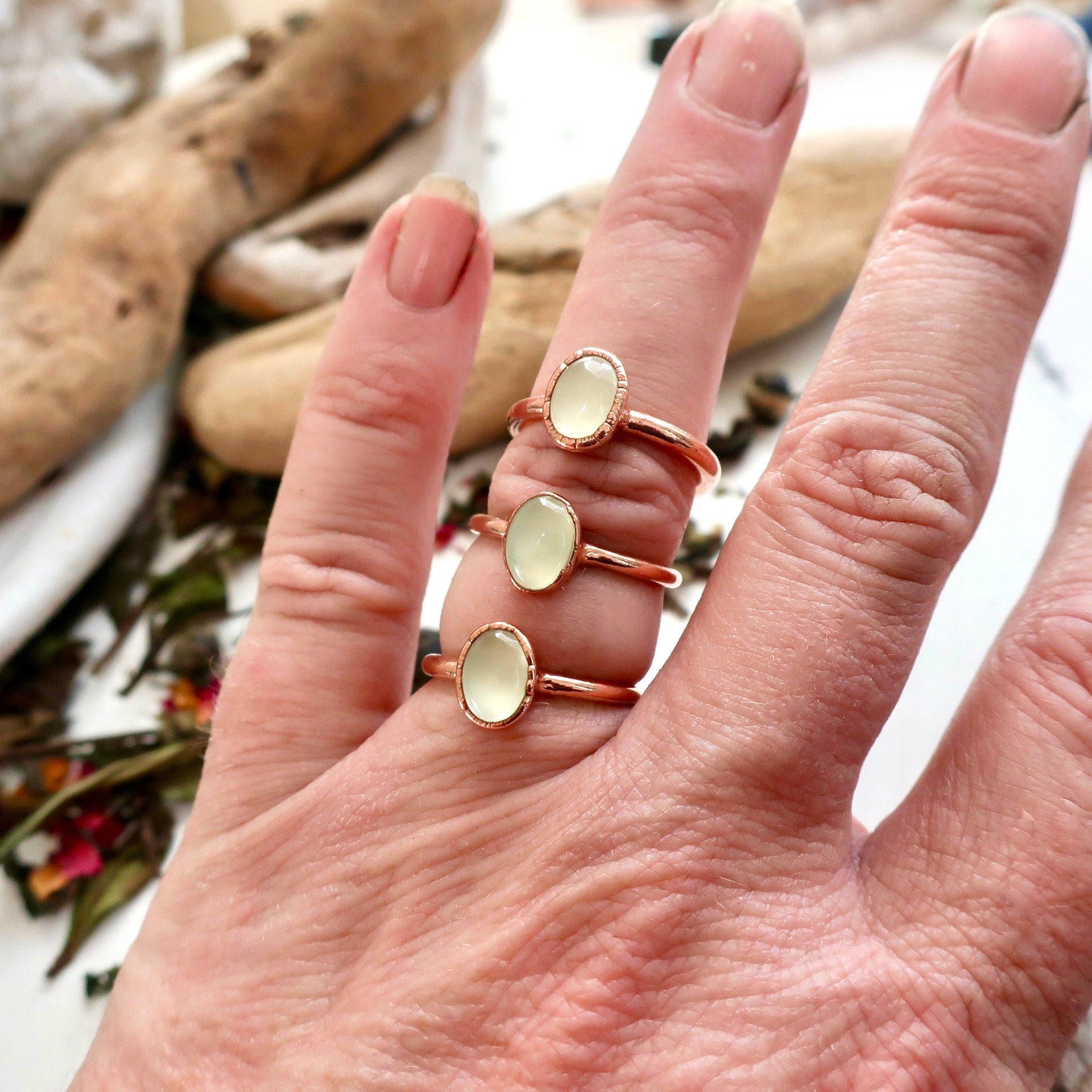 Copper Prehnite Ring - Calming Clarity for the Heart | By Blackbird & Sage