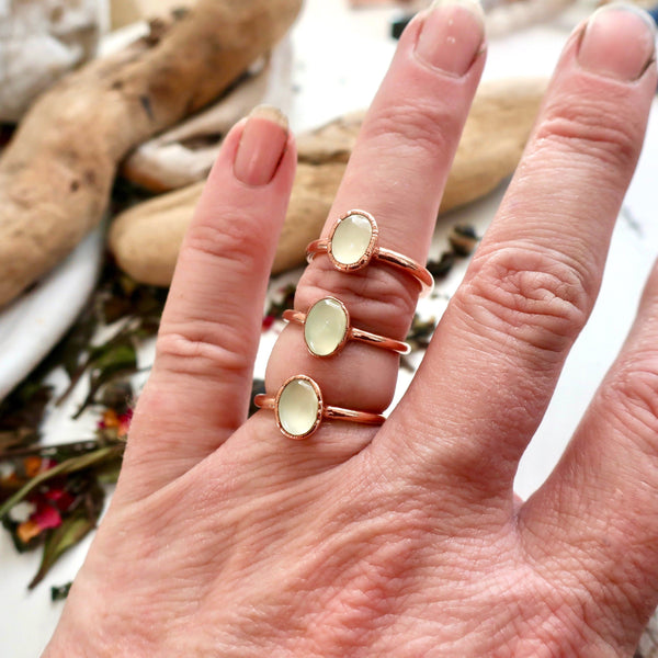 Copper Prehnite Ring - Calming Clarity for the Heart | By Blackbird & Sage