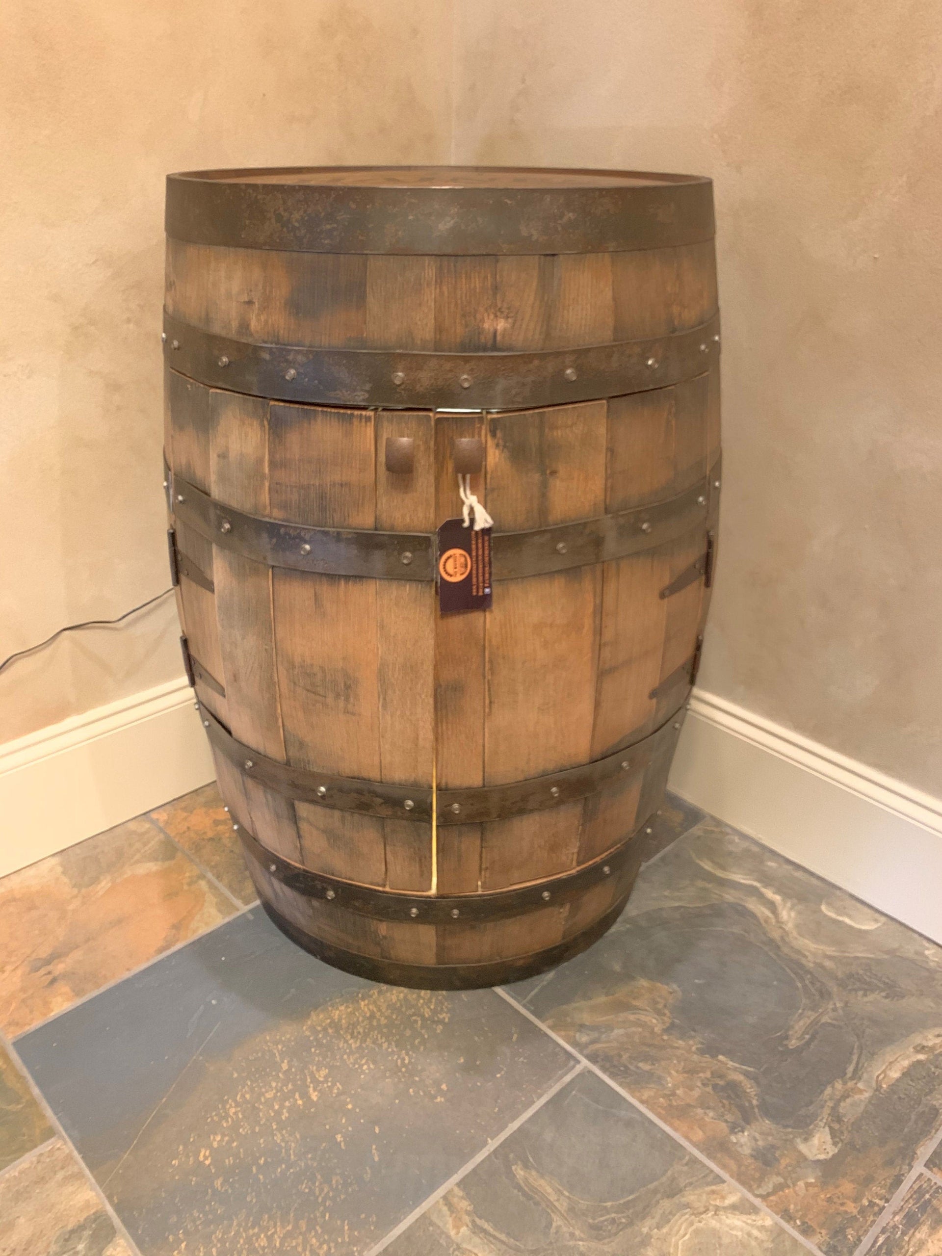 Bourbon Barrel Cabinet with multicolor LED's -engraving available