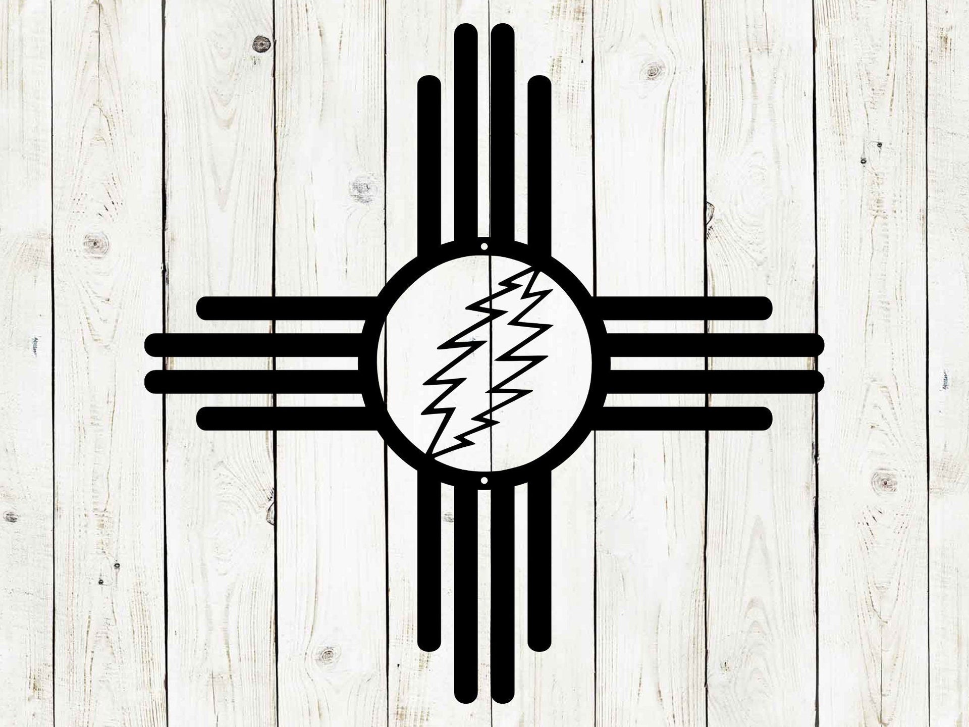 Zia Sun Lightning Metal Sign | Southwest Wall Decor