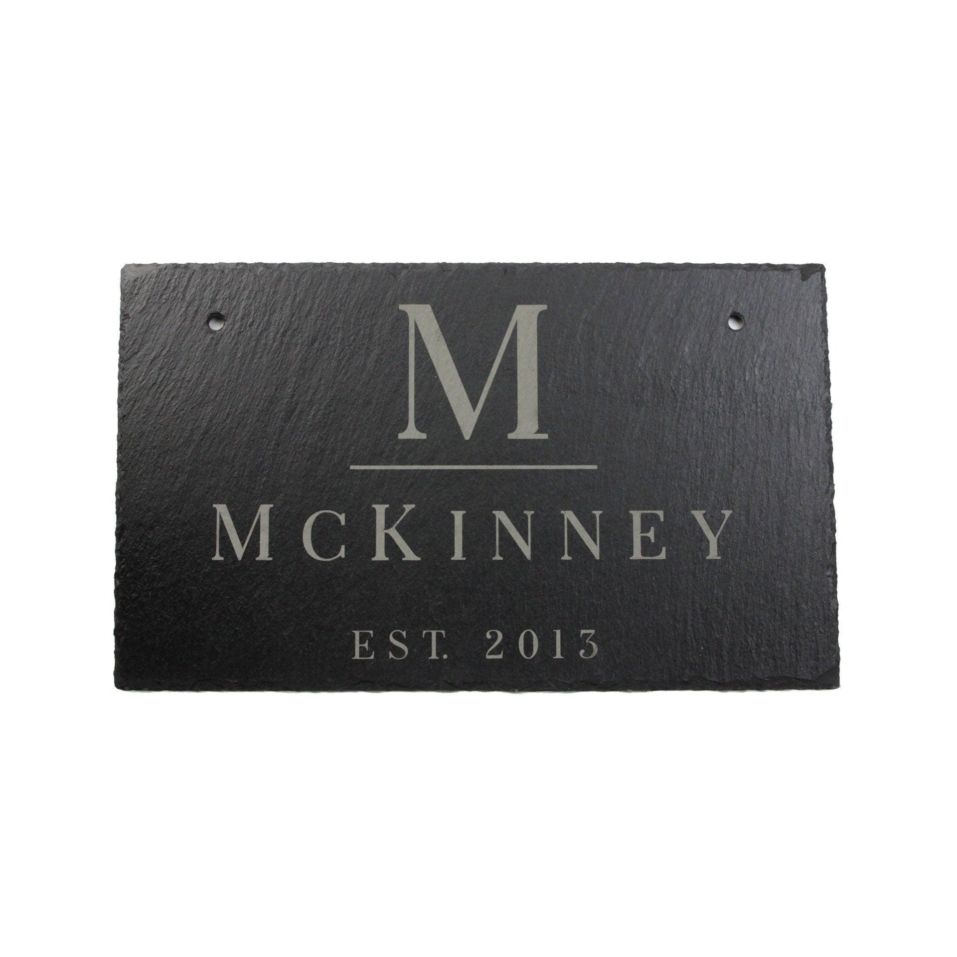 Personalized Slate Home Sign | Last Name Slate Address Sign | 11.75
