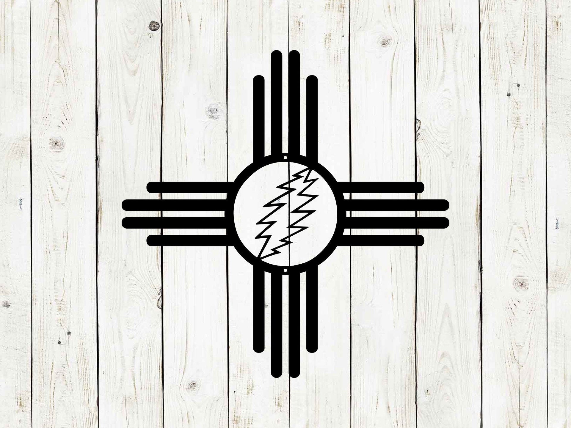 Zia Sun Lightning Metal Sign | Southwest Wall Decor