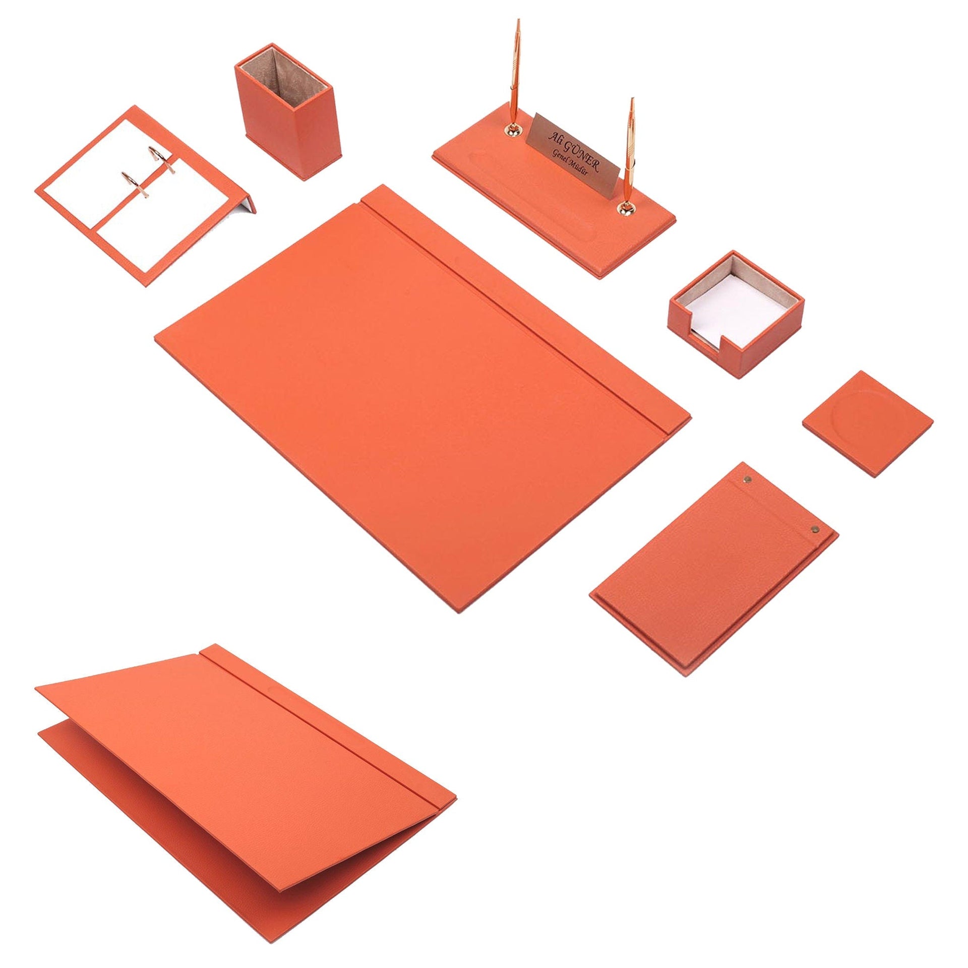 MOOG Leather Desk Set -Red - 9 PCS