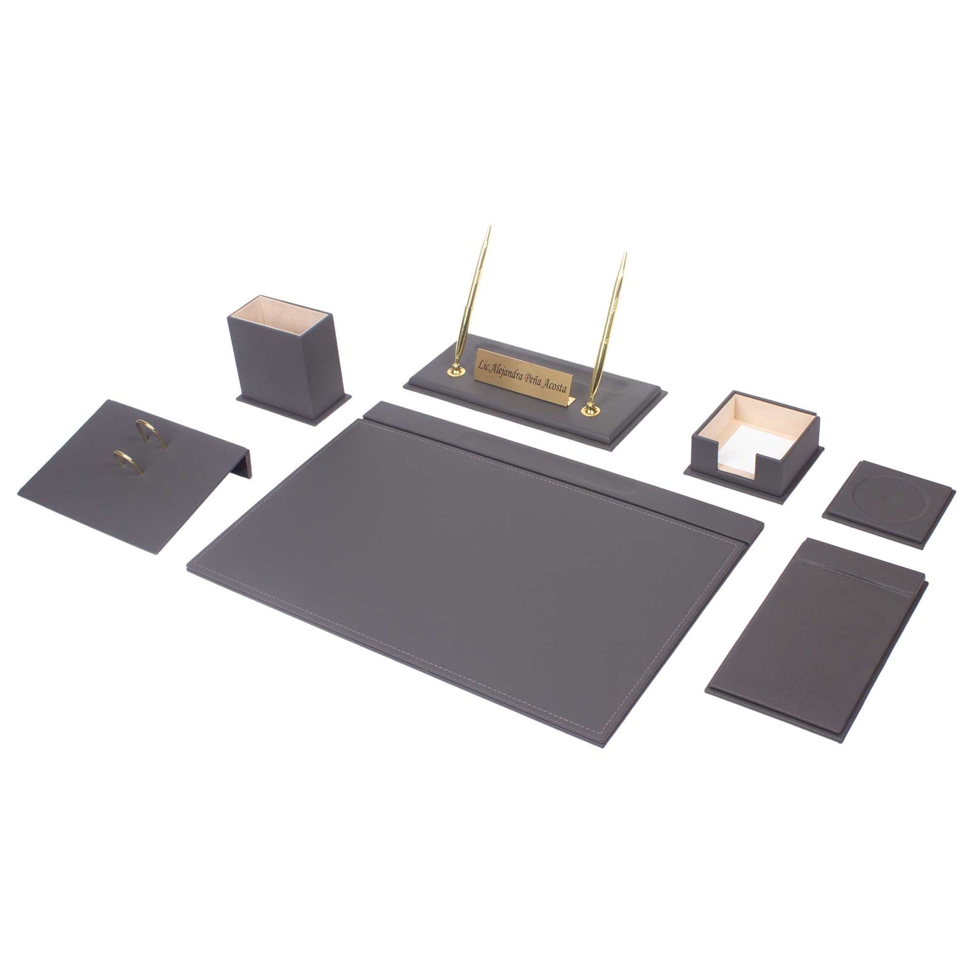 MOOG Leather Desk Set -Green - 9 PCS