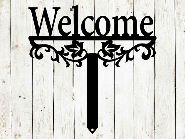 Welcome Yard Stake Metal Sign | Outdoor Garden Entry Decor