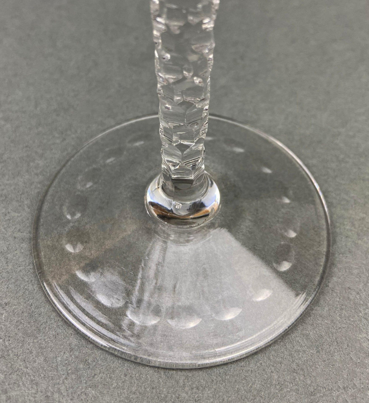 Vintage Cut Crystal Wine Goblets, Daisy Garland Motif, Set of Ten