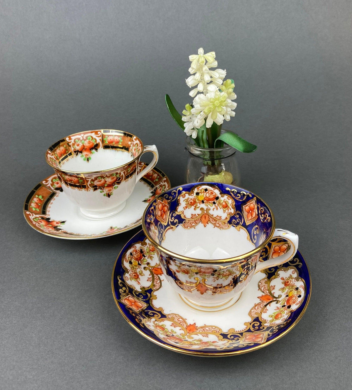 Royal Albert Crown China Tea Cups and Saucers, Hand Painted Floral Set