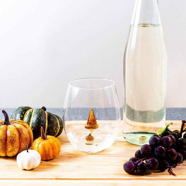 3D Pumpkin Gnome Stemless Wine Glasses
