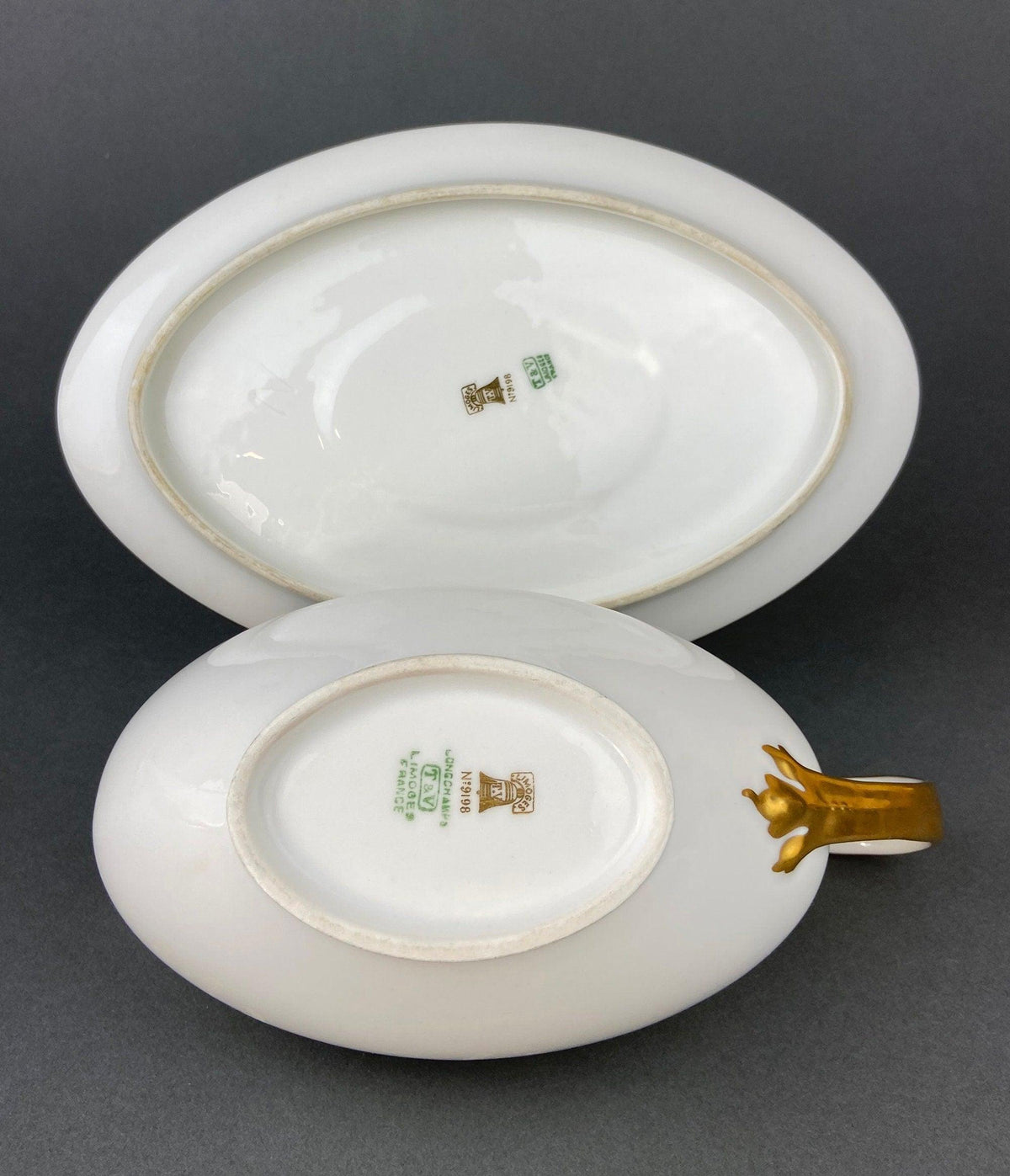 Antique Haviland Limoges Porcelain Gravy Soup Boat, Wedding Band China