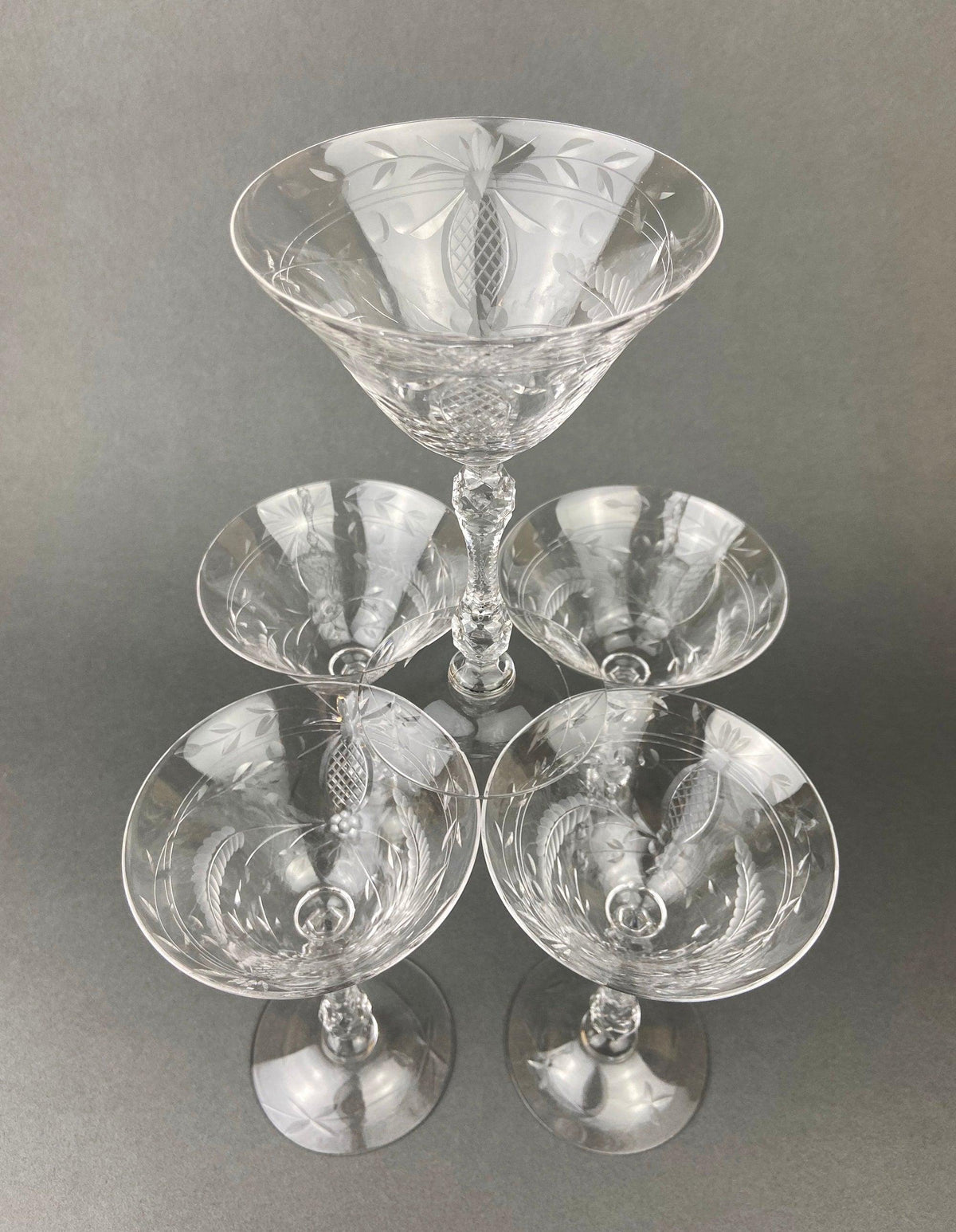 Vintage Cut Crystal Champagne Glasses - Set of 6 Fine Stemware