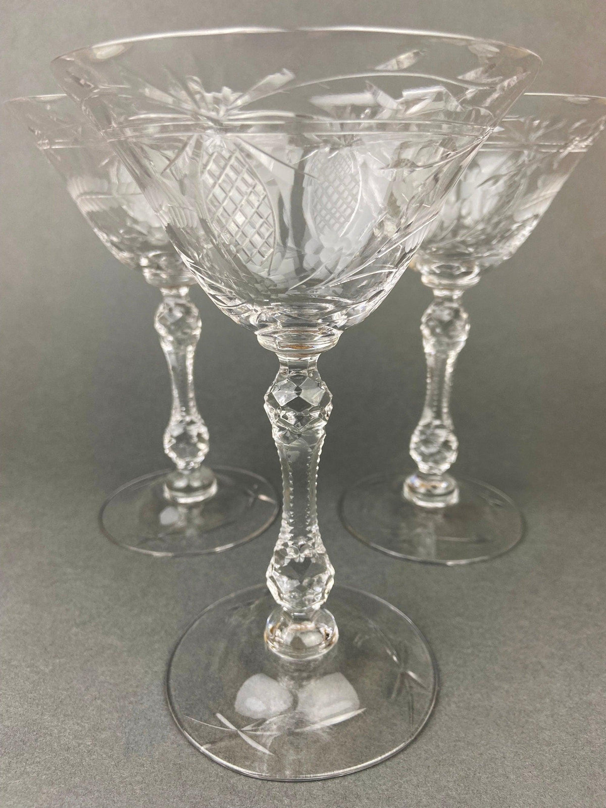 Vintage Cut Crystal Champagne Glasses - Set of 6 Fine Stemware