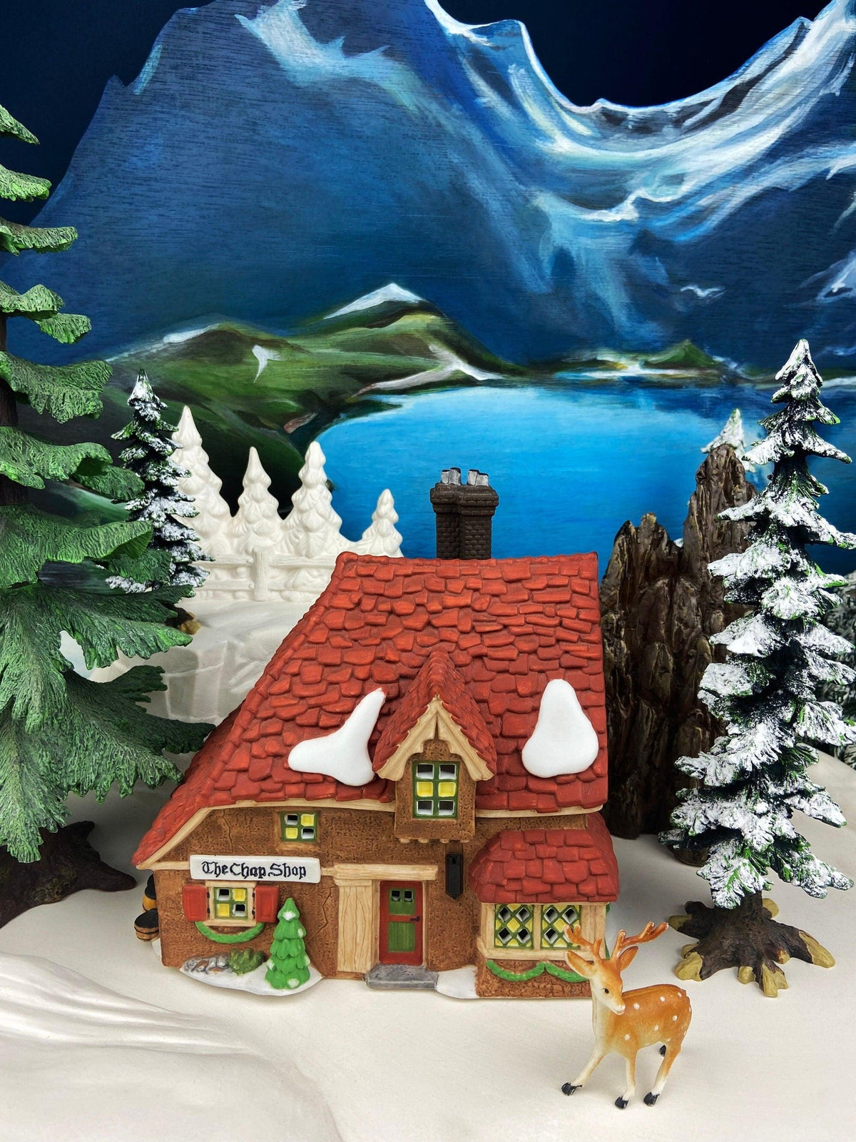 Christmas Village Accessories by Department 56.  Illuminated Chop Shop.  Dickens Village Series.