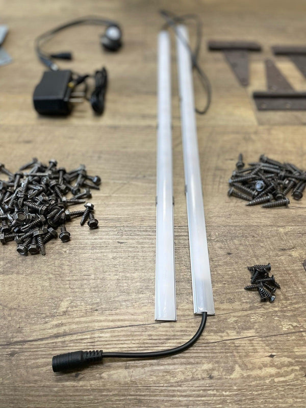 Build your own whiskey barrel cabinet kit. Includes all specialty hardware, lights, and electronics