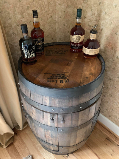Bourbon Barrel Cabinet made from a real Buffalo Trace barrel