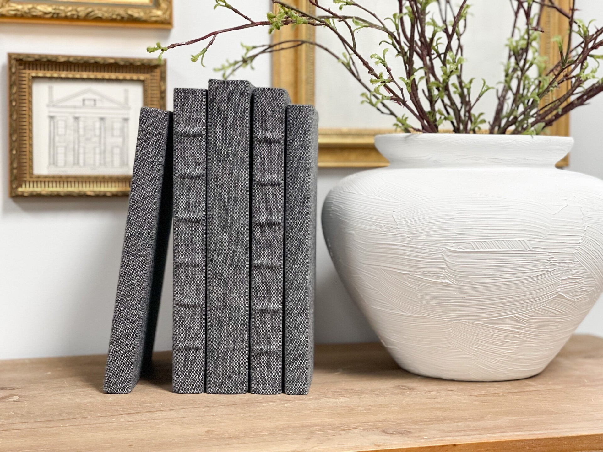 Linen Covered Decorative Books for Shelf Decor