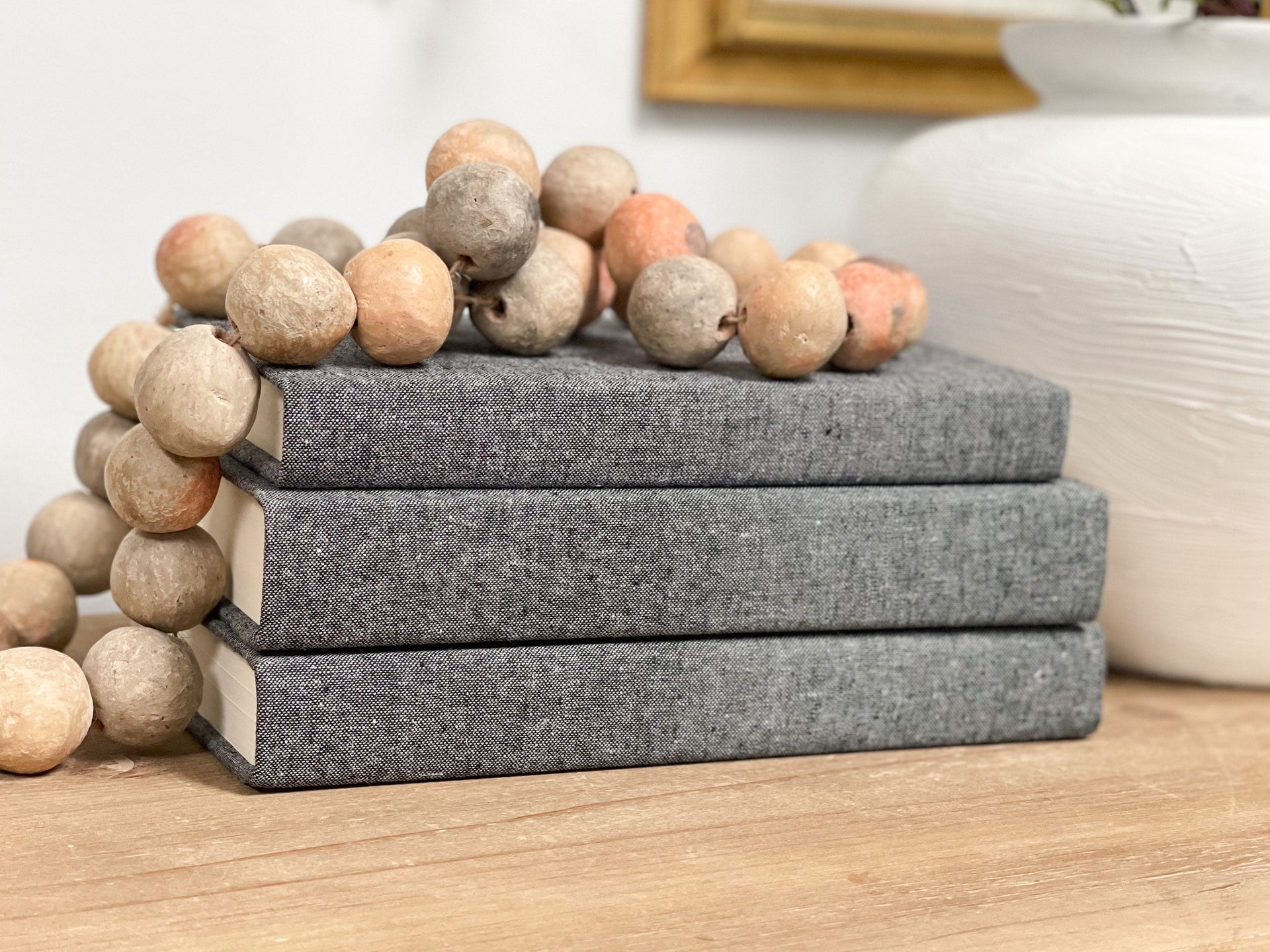 Charcoal Linen Covered Decorative Books
