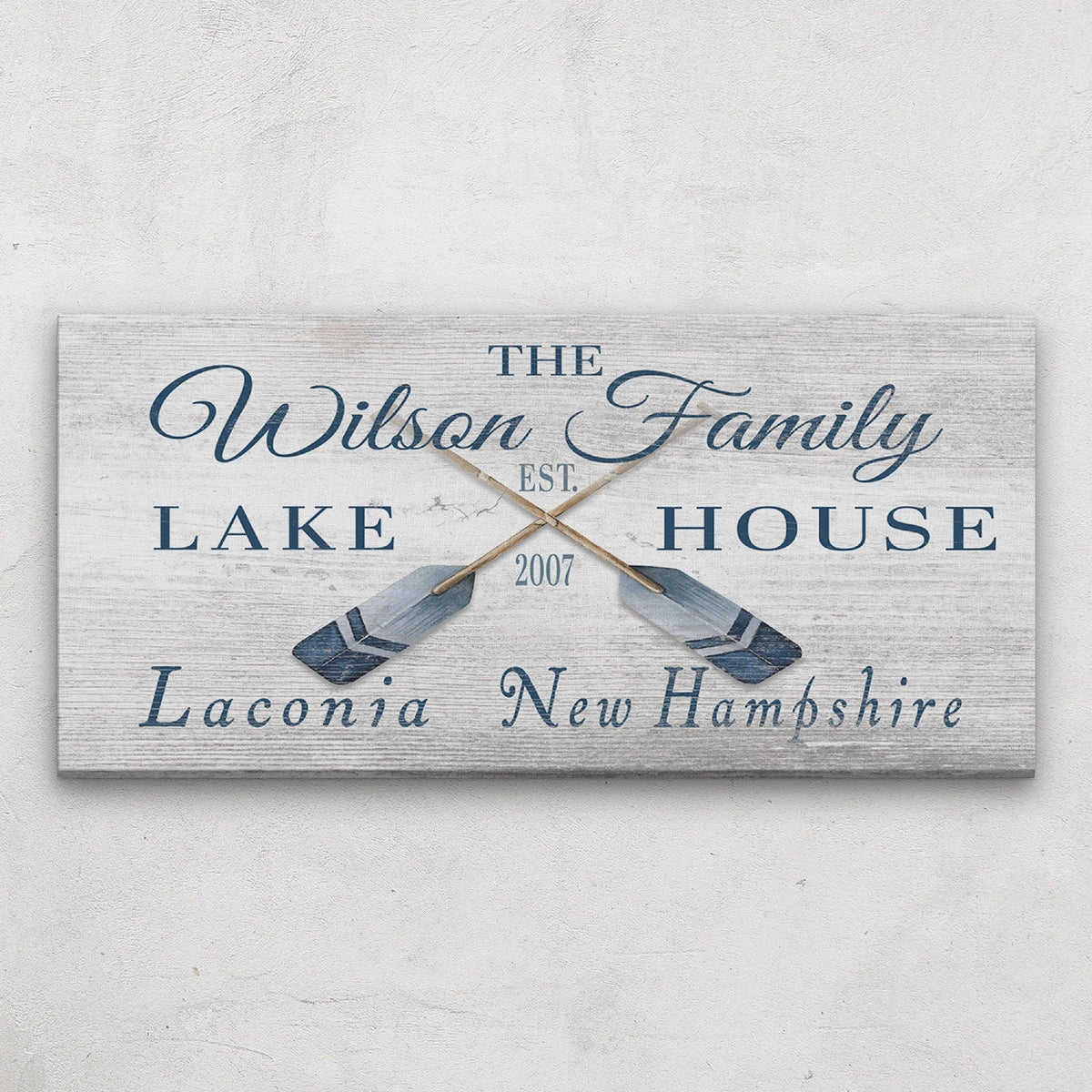 Personalizable Lake - Beach House Family Name Canvas Sign