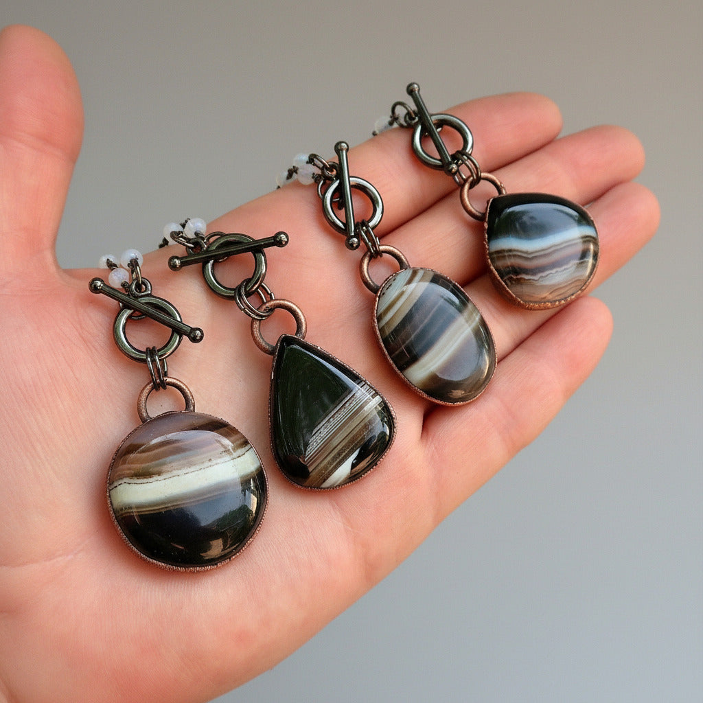 Banded Onyx Talisman Necklace For Inner Strength | By Blackbird & Sage