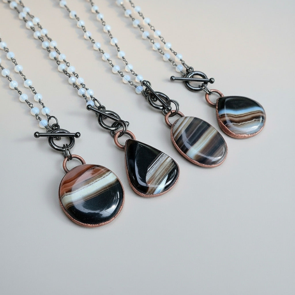 Banded Onyx Talisman Necklace For Inner Strength | By Blackbird & Sage