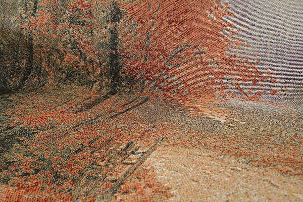 Autumn Authentic Tapestry Throw Blanket - Decorative Orange Fall Leaves Forest Woven Stitched Design - 50