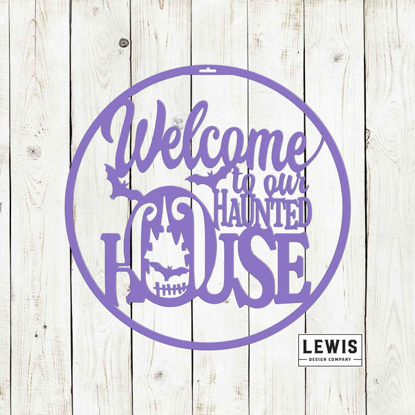 Welcome to Our Haunted House Metal Door Hanger | Halloween Decor