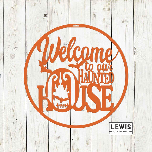 Welcome to Our Haunted House Metal Door Hanger | Halloween Decor